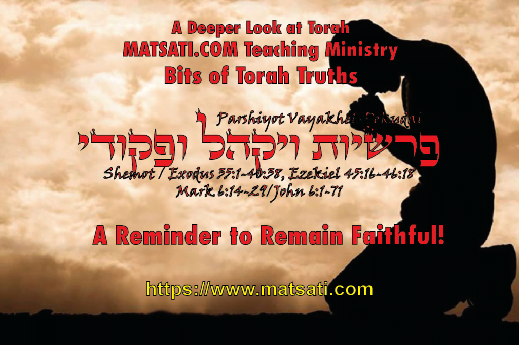 A Reminder To Remain Faithful! פרשיות ויקהל / פקודי, Parashat Vayak’hel ...